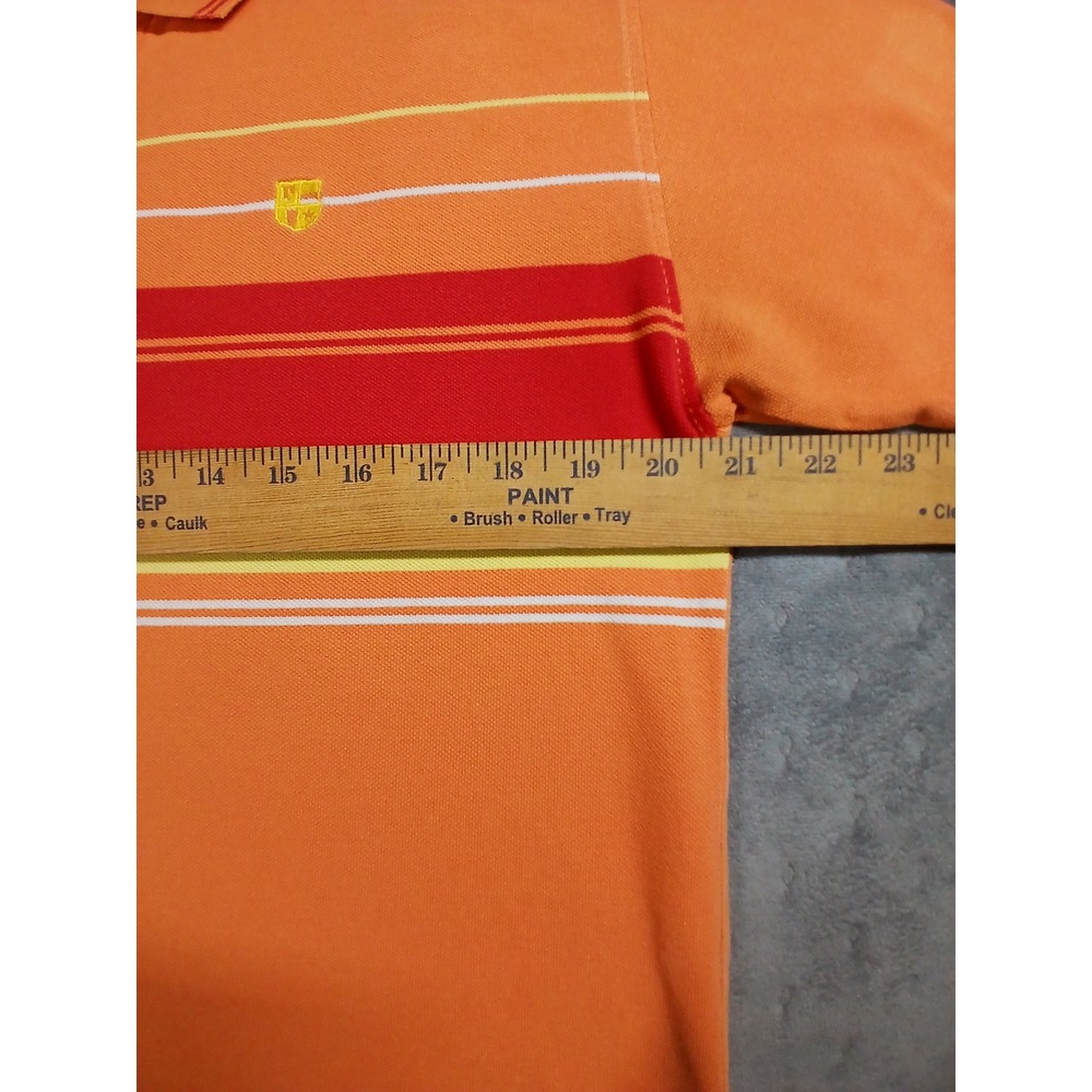 US Polo Assn Mens Orange Striped Pique Polo Shirt Short Sleeve Size M Cotton - Picture 4 of 6